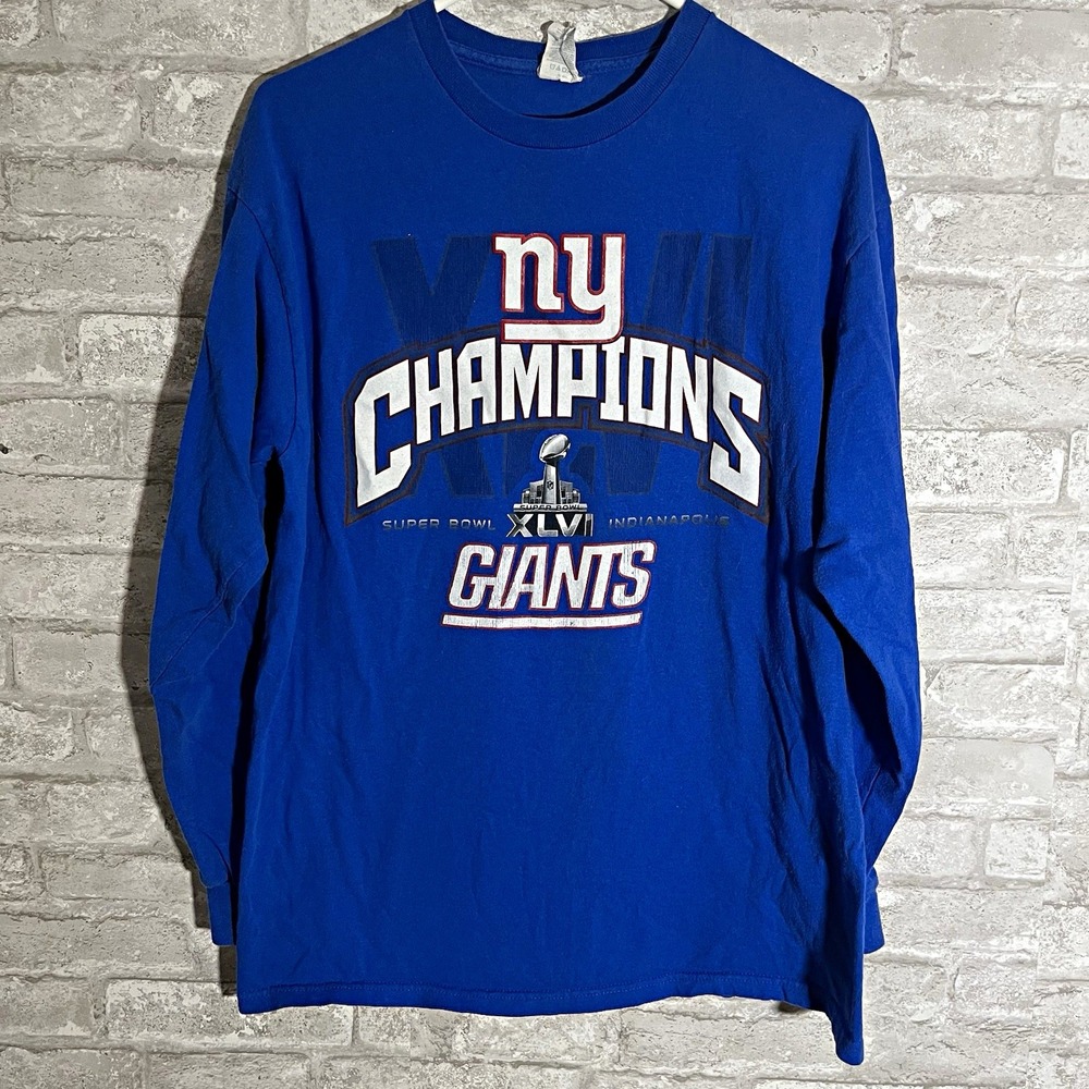 Delta New York Giants Super Bowl XLVI Champions Blue Long Sleeve Shirt NFL L